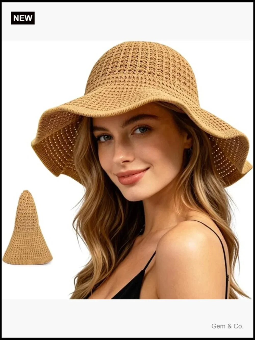 Straw Bucket Sun Hat UV Protection Foldable Packable Travel Beach